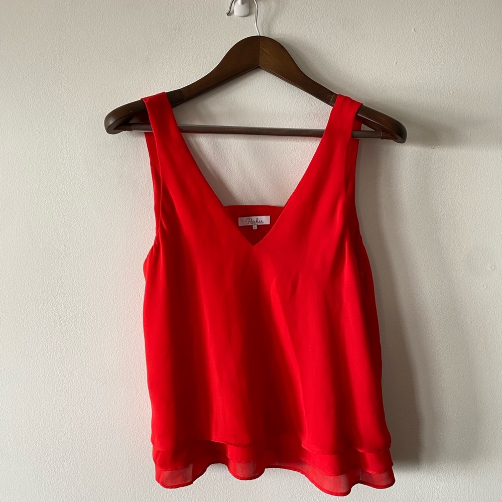 Red sleeveless summer blouse